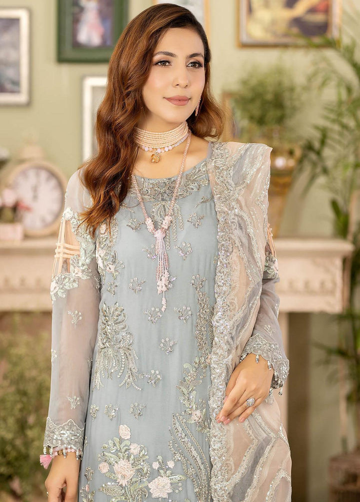 Baagh By Imrozia Premium Embroidered Chiffon Suits Unstitched 3 Piece IMP23BG M-44 Gull Ashraf - Formal Collection