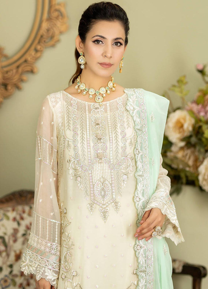 Baagh By Imrozia Premium Embroidered Chiffon Suits Unstitched 3 Piece IMP23BG M-49 Chambeli - Formal Collection