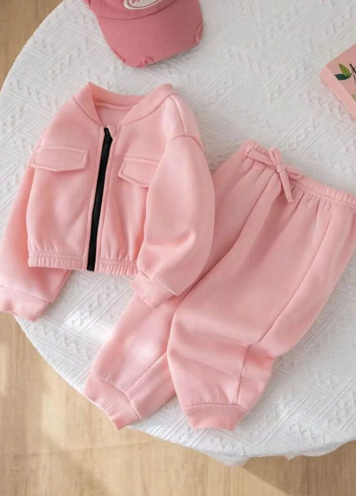 Baby Nest Baby Pink - Mini Style Zip Up Fleece Tracksuit for Kids