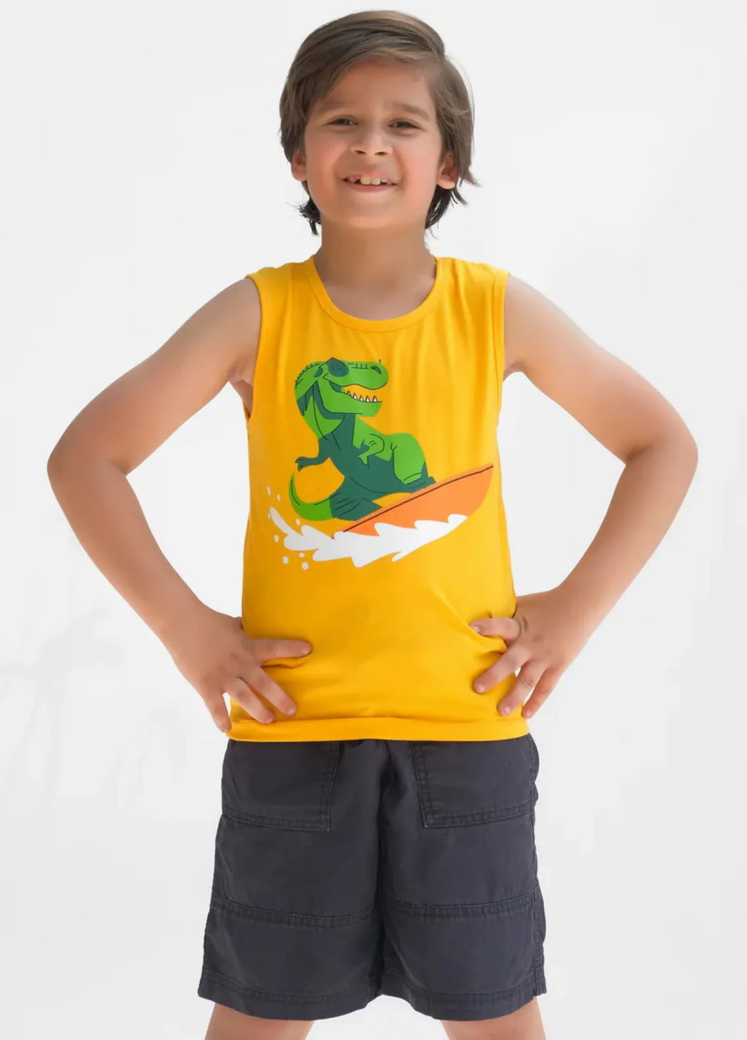 Baby Nest Boys Sando Dino Surf Yellow