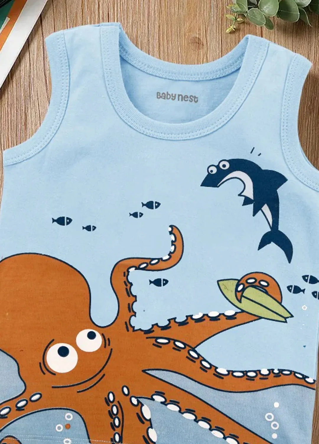 Baby Nest Boys Sando Dolphin Attack Light Blue