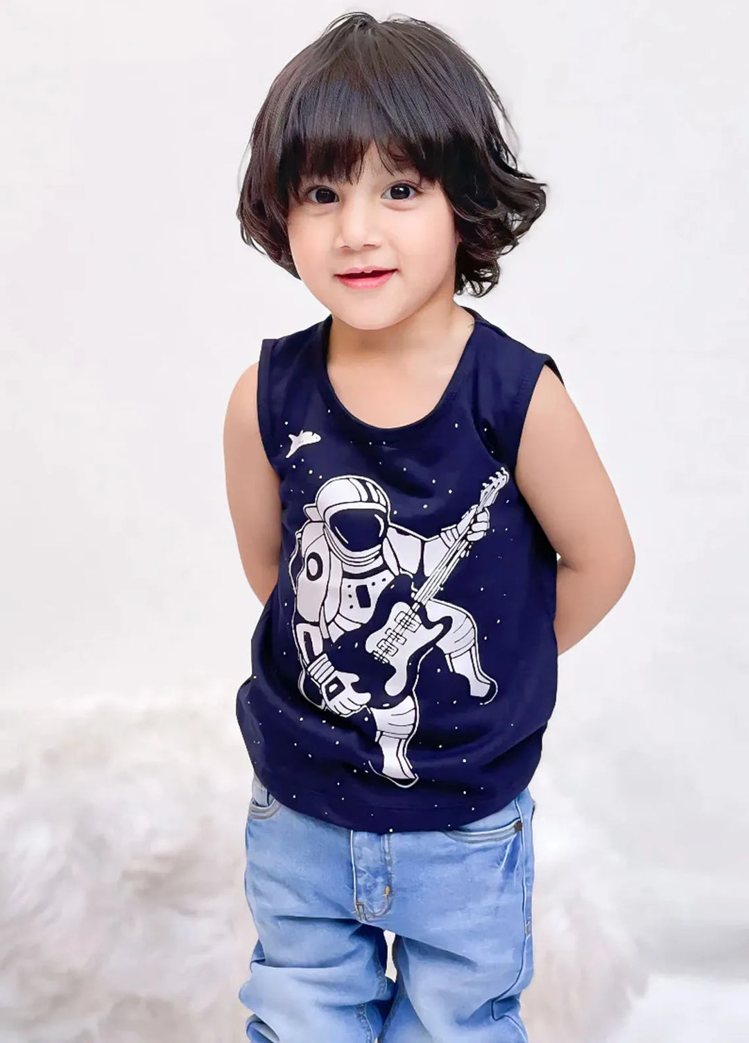 Baby Nest Boys Sando Rockstar Astronaut Navy Blue