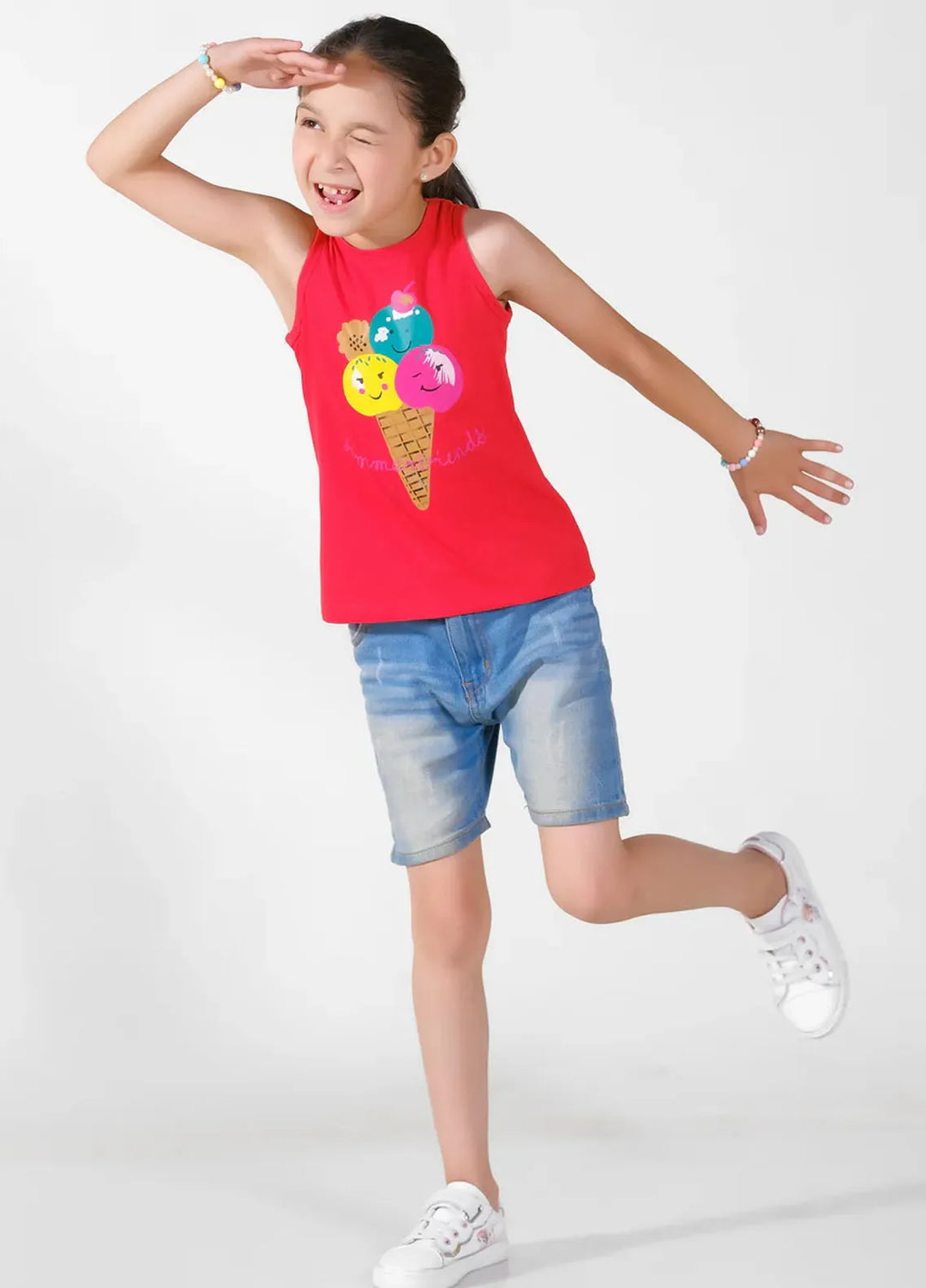 Baby Nest Boys Sando Summer Friends Red