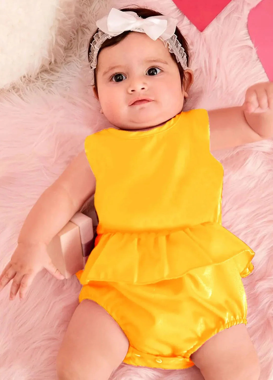 Baby Nest Casual Onesie Frock Style Premium Baby Onesie - Yellow