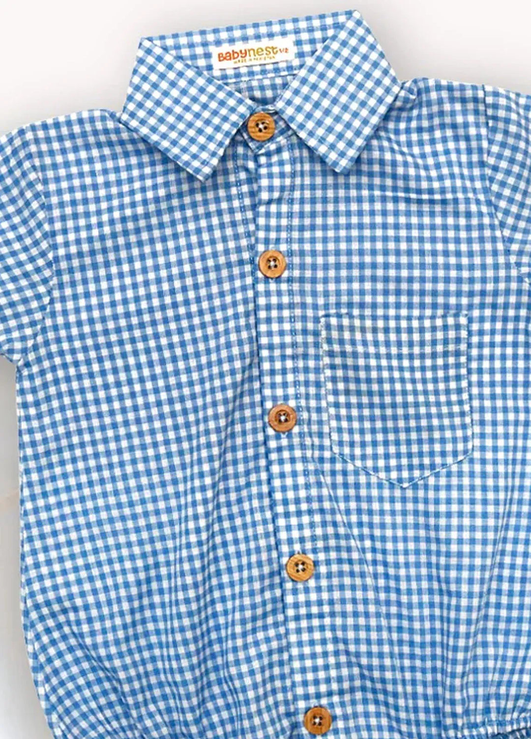 Baby Nest Casual Romper Blue Check Baby Romper