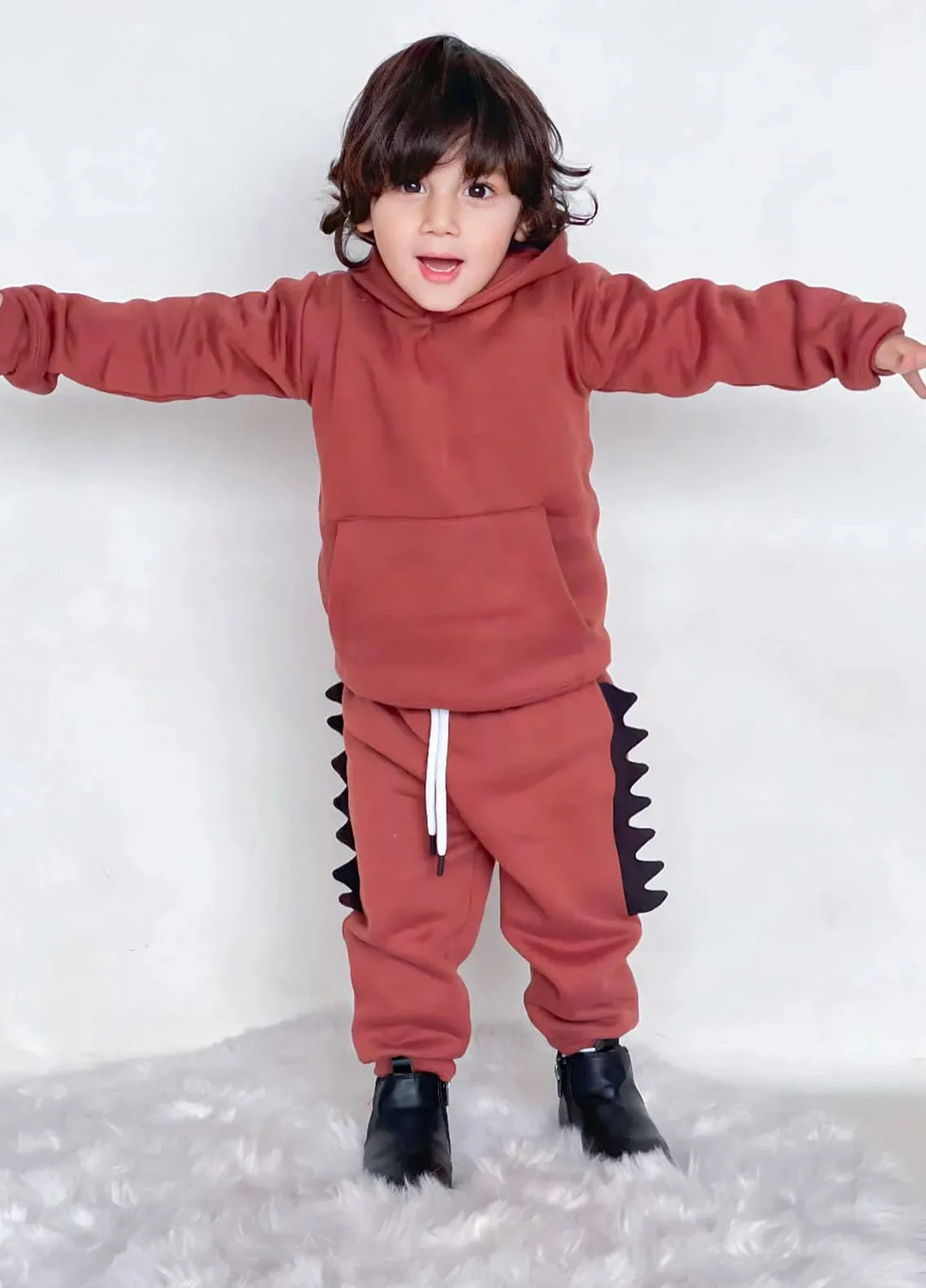 Baby Nest Dino Hoodie With Jogger Pant Rust-1324