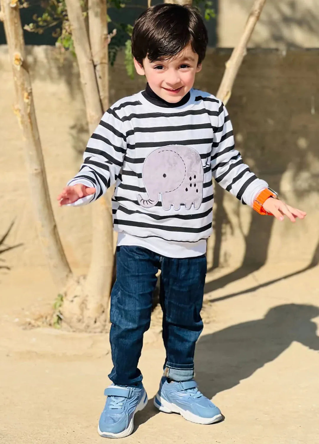 Baby Nest Elephant Sweatshirt For Kids Stripes-1326
