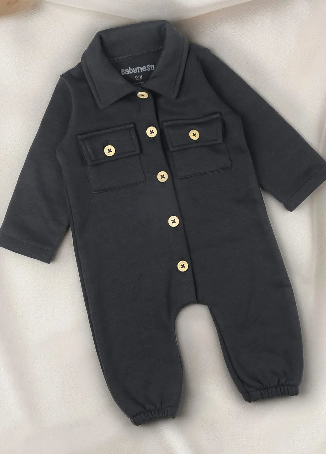Baby Nest Fleece Pocket Jumpsuit Grey-1328