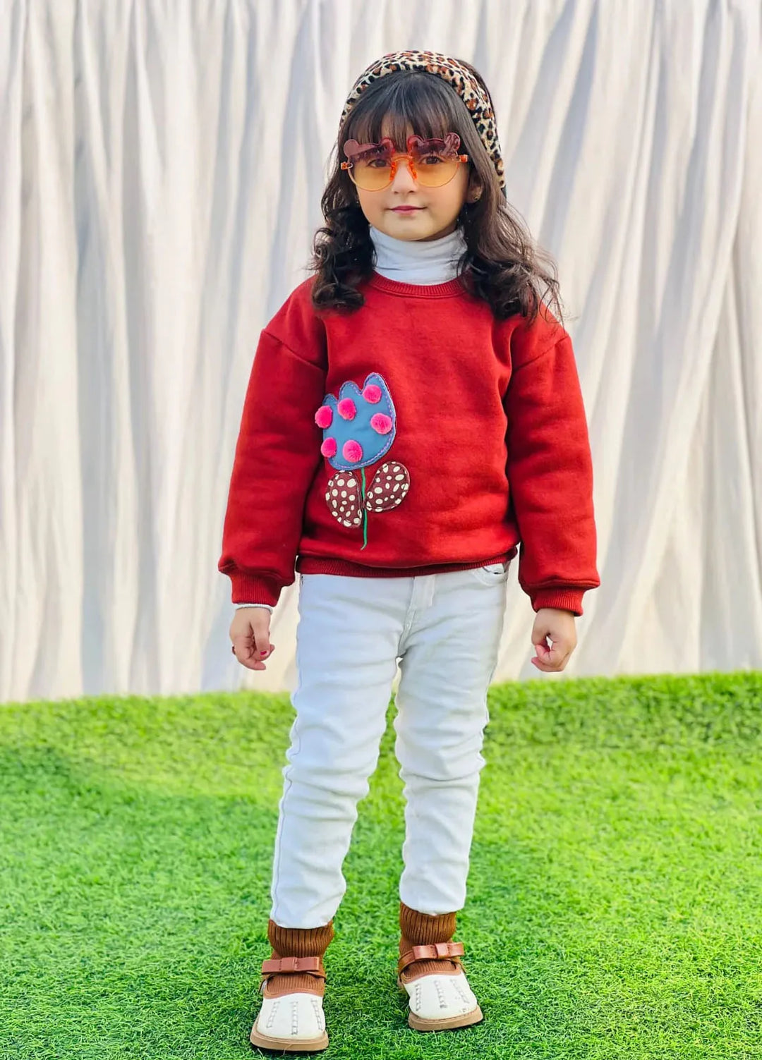 Baby Nest Flower Sweatshirt For Kids Rust-1320