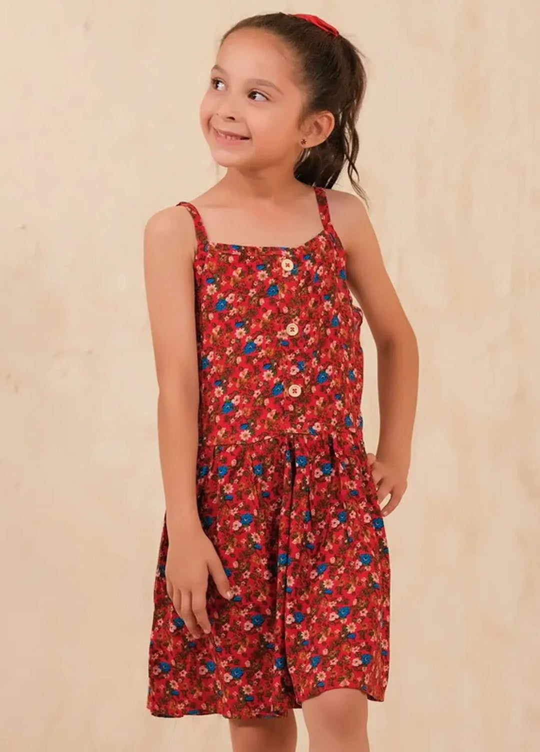 Baby Nest Frock Allover Floral Print Frock Red