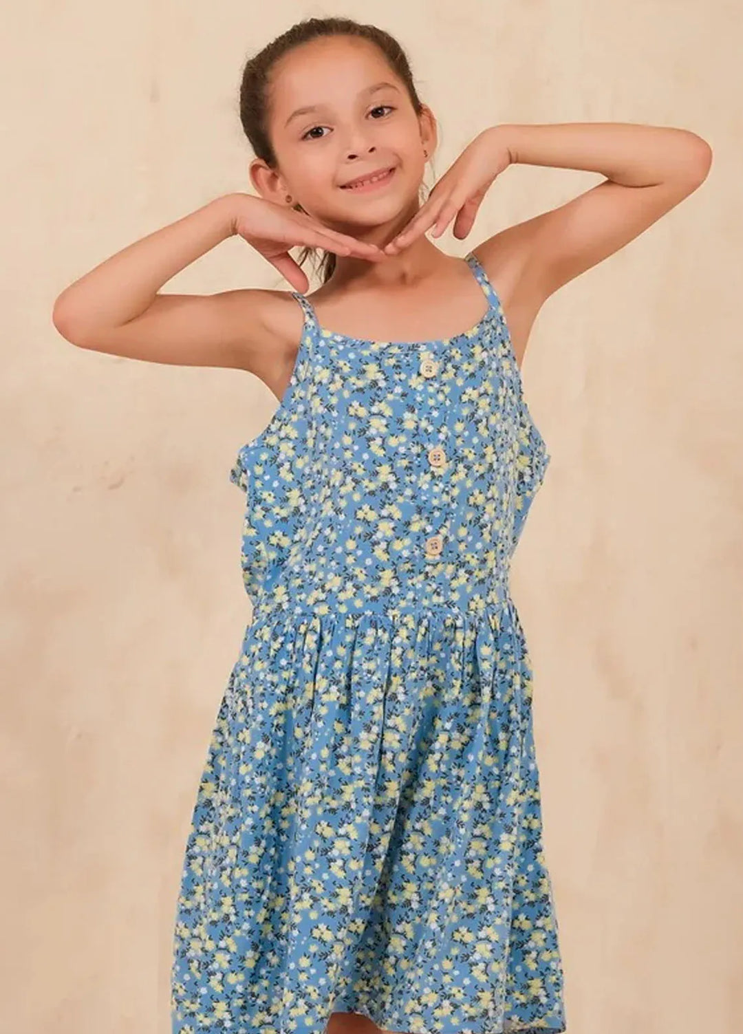 Baby Nest Frock New Allover Floral Print Frock Blue