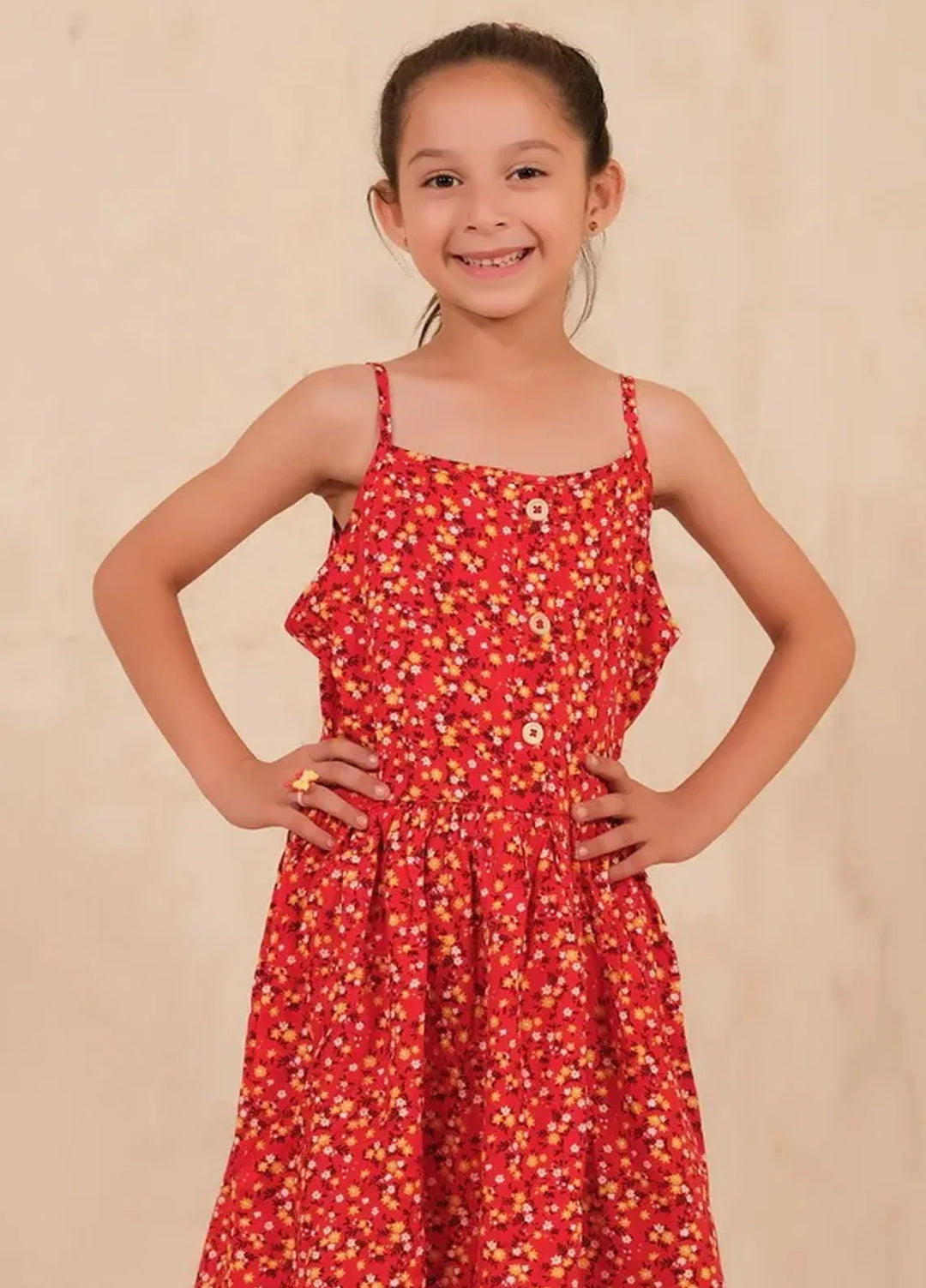 Baby Nest Frock New Allover Floral Print Frock Red