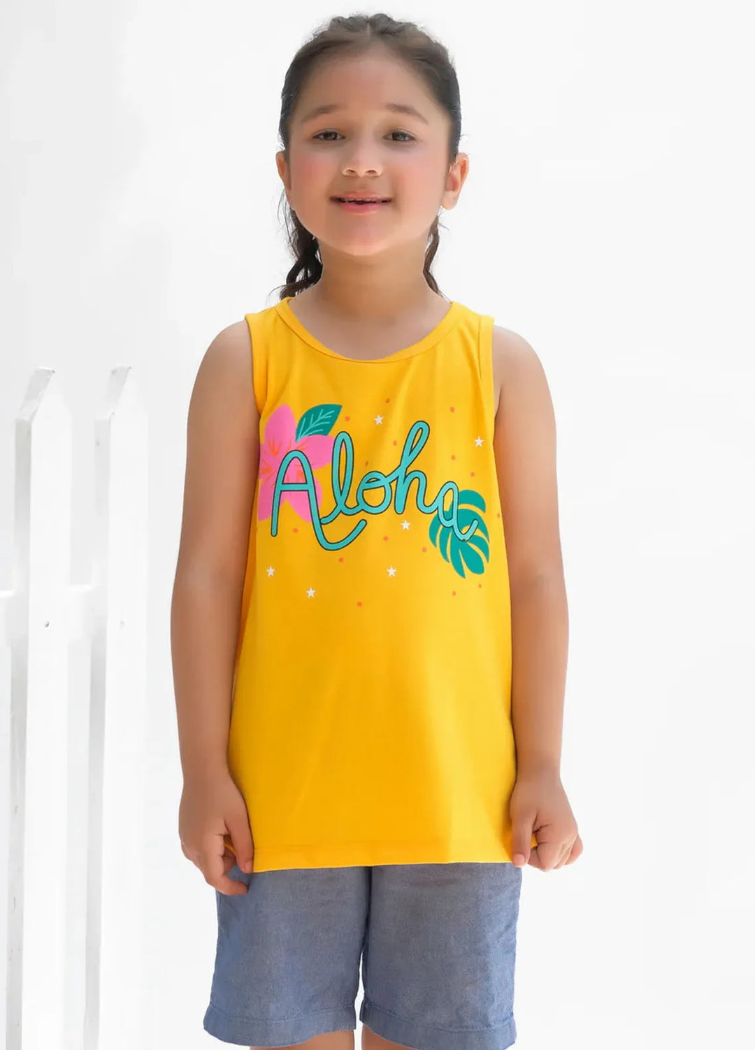 Baby Nest Girls Sando Aloha Yellow