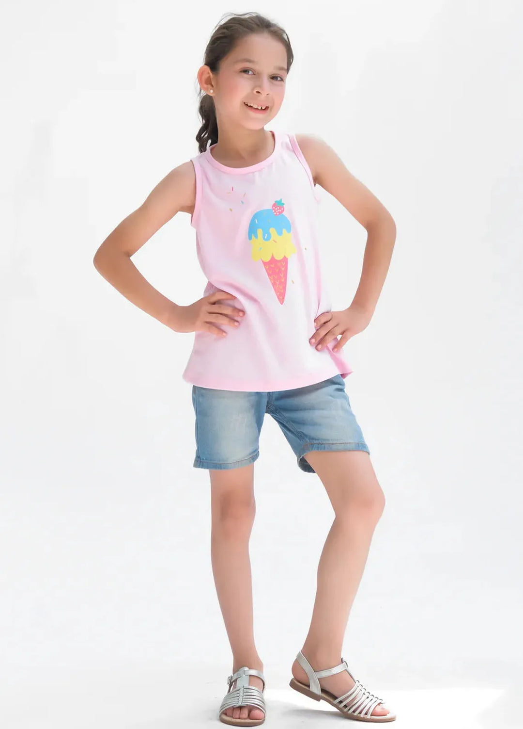 Baby Nest Girls Sando Cone Light Pink
