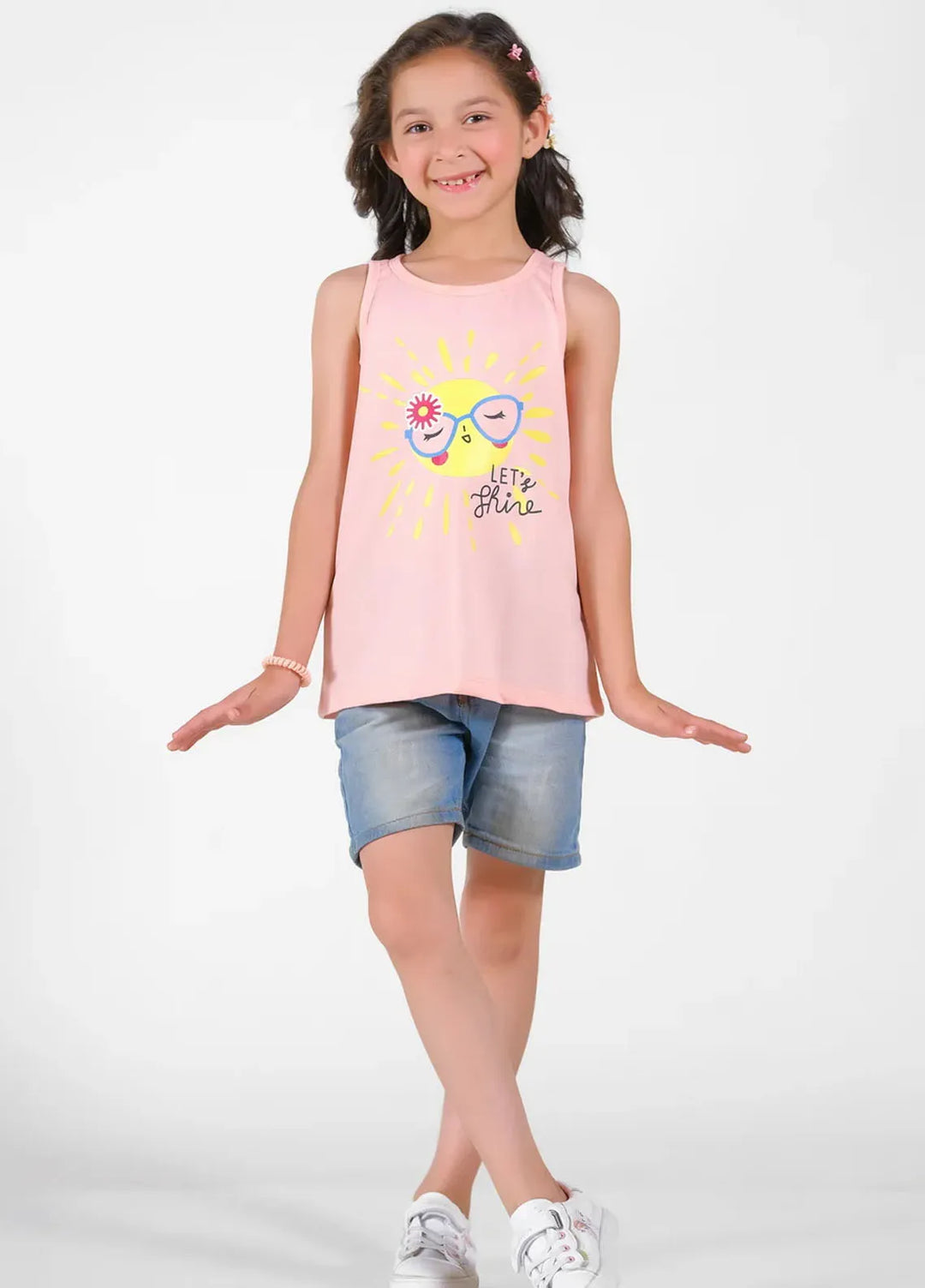 Baby Nest Girls Sando Lets Shine Pink