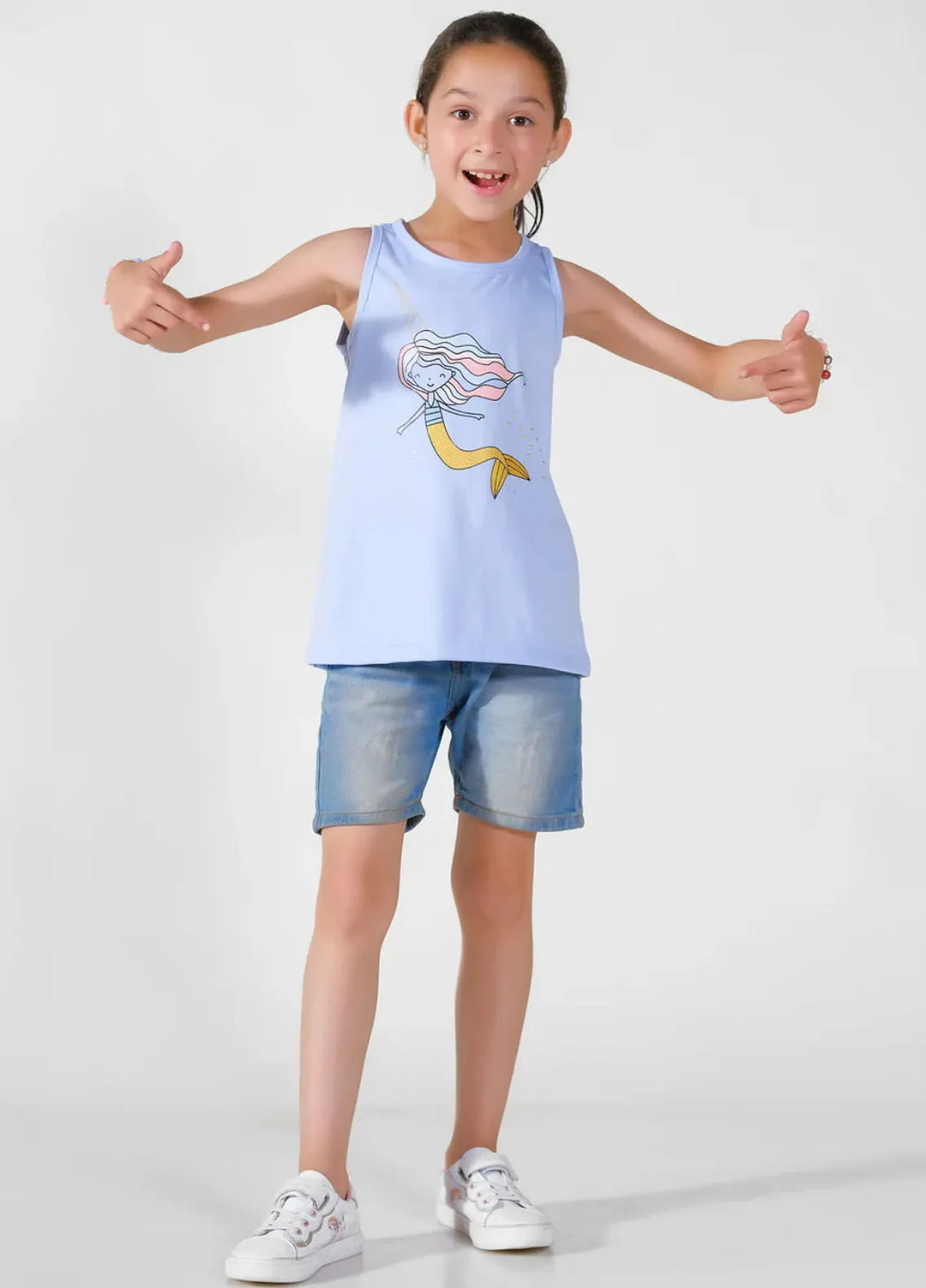 Baby Nest Girls Sando Mermaid Light Blue