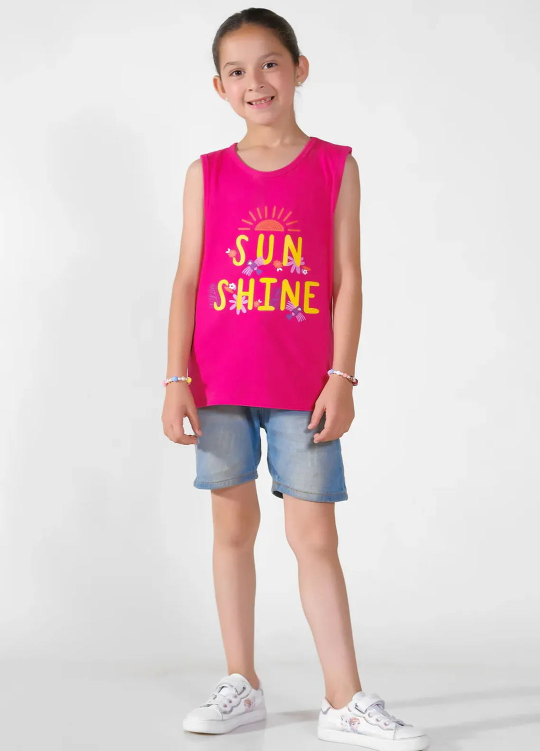 Baby Nest Girls Sando Sun Shine Pink
