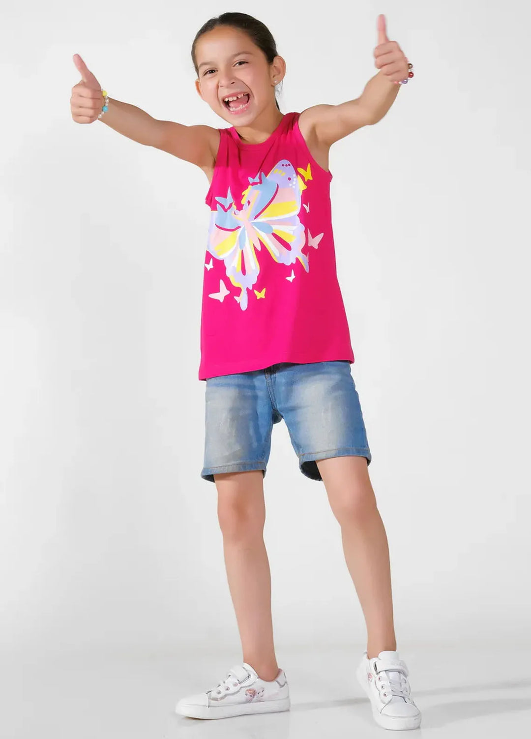 Baby Nest Girls Sando Wonder Butterfly Pink
