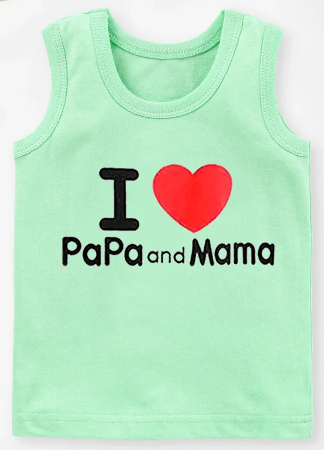 Baby Nest Kids Sando Bnbbs-168 I Love Papa And Mama Light Green