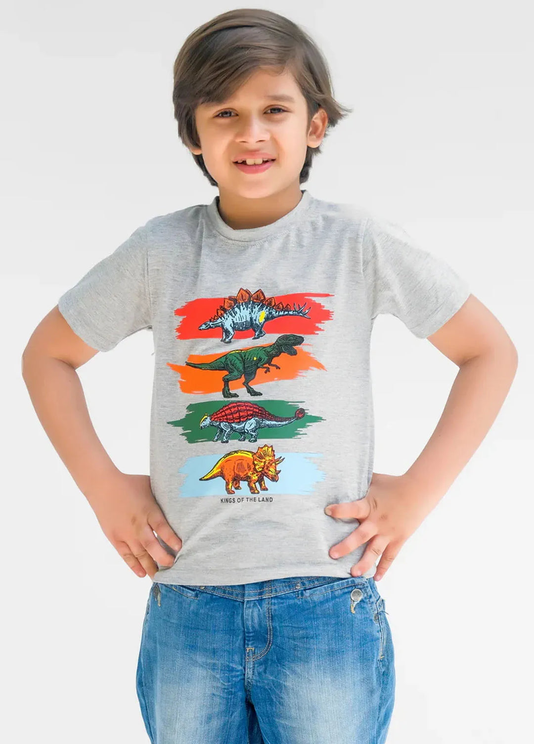 Baby Nest Kids T Shirt Kings of the Land Grey