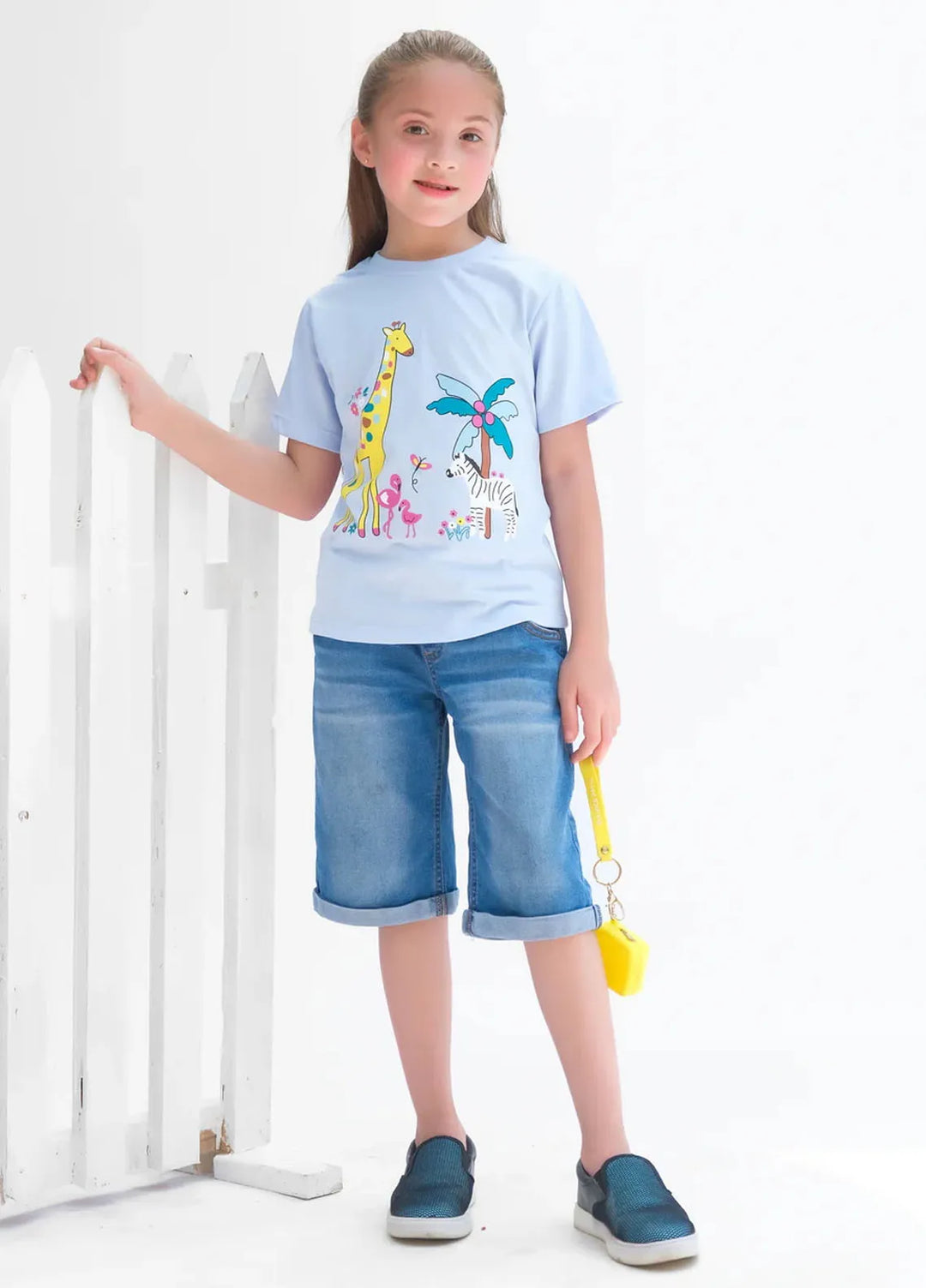 Baby Nest Kids T Shirt Safari Animals Sky Blue
