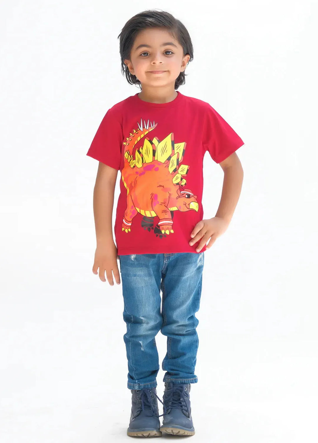 Baby Nest Kids T Shirt Stylish Dino Maroon