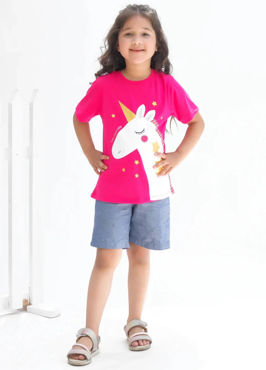 Baby Nest Kids T Shirt The Unicorn Star Dark Pink
