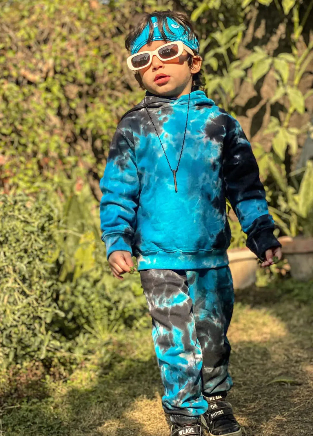 Baby Nest Premium Hoodie Set Tie Dye Black Blue-1347