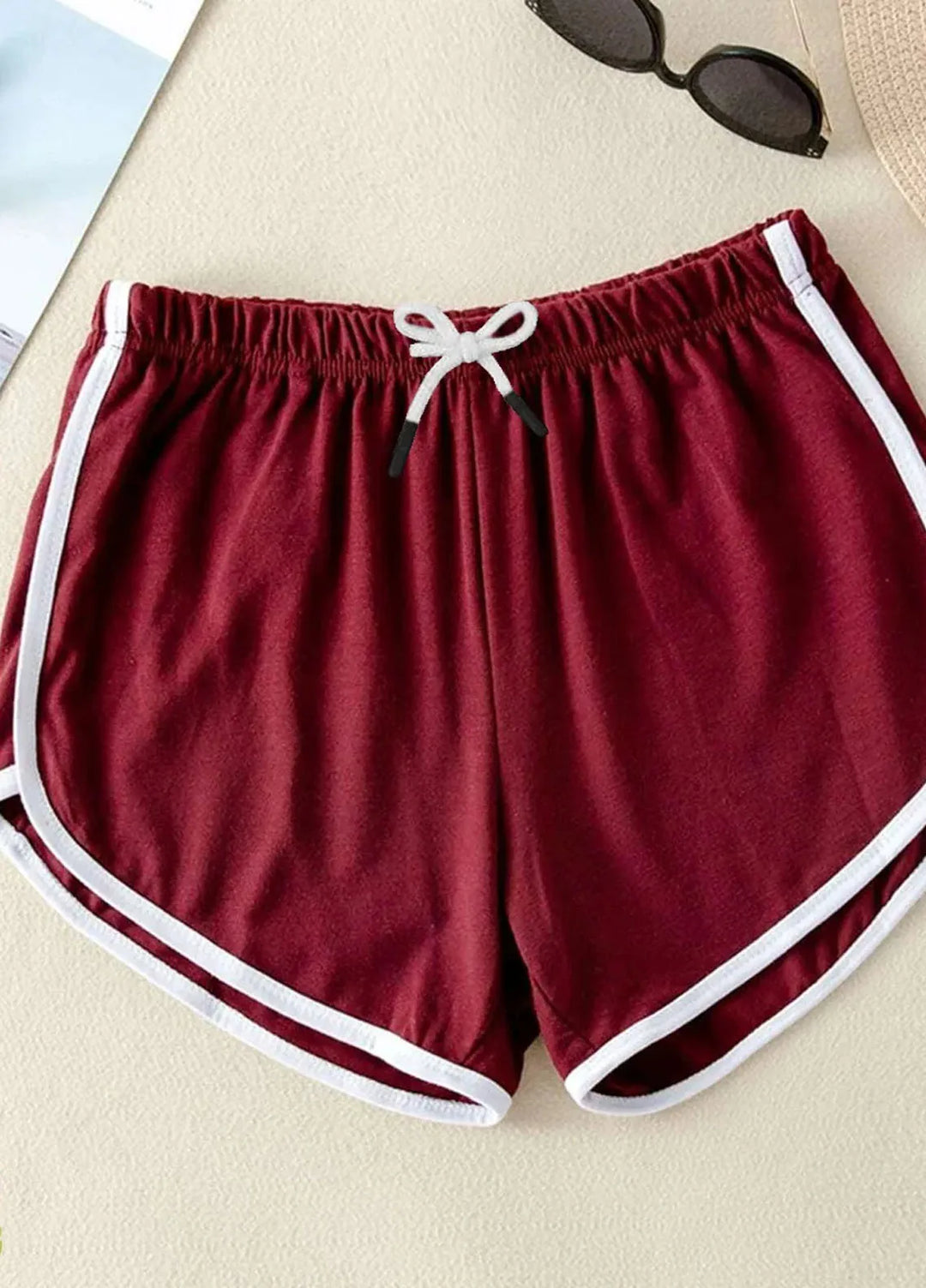 Baby Nest Pret 1 Piece Dolphin Shorts - Maroon - White Lines