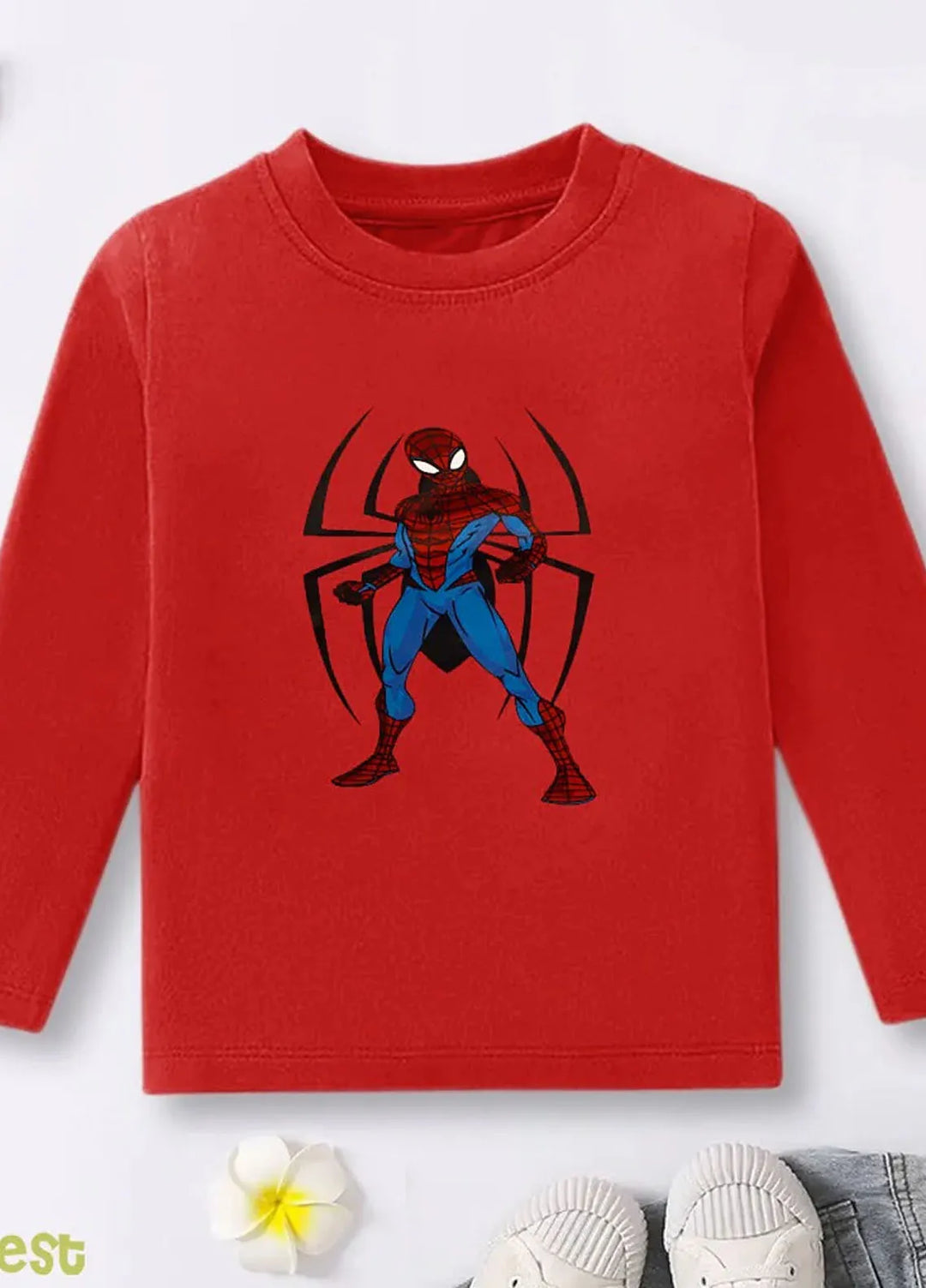 Baby Nest Pret Printed 1 Piece Red Superhero Style Spiderman Full Sleeves T-shirt Bndr-114