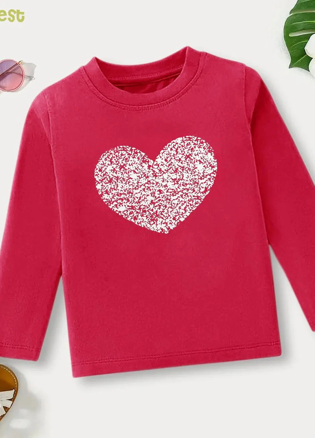 Baby Nest Pret Printed 1 Piece Sparkly Heart Full Sleeves T-shirt Bndr-122