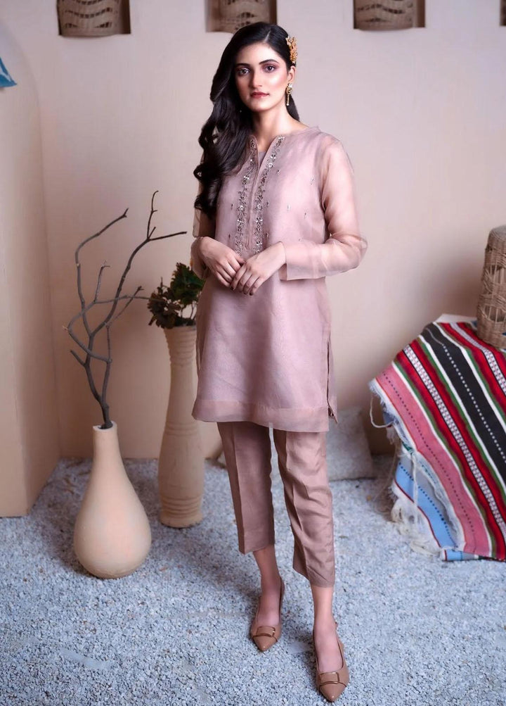 PSK Couture Pret Embroidered Organza 4 Piece Suit COTTON CANDY