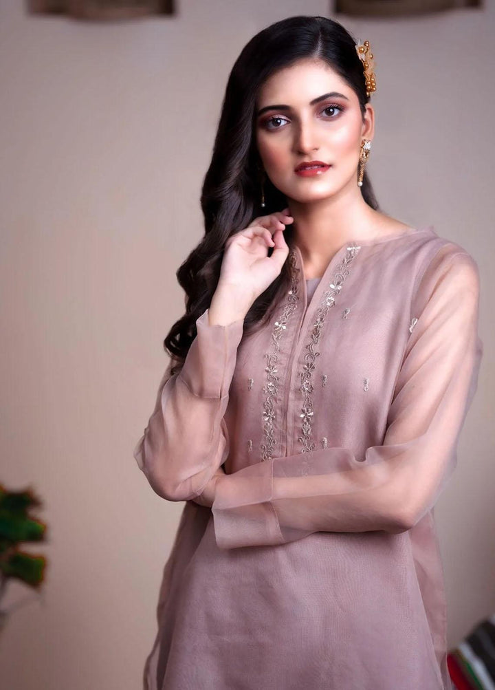 PSK Couture Pret Embroidered Organza 4 Piece Suit COTTON CANDY