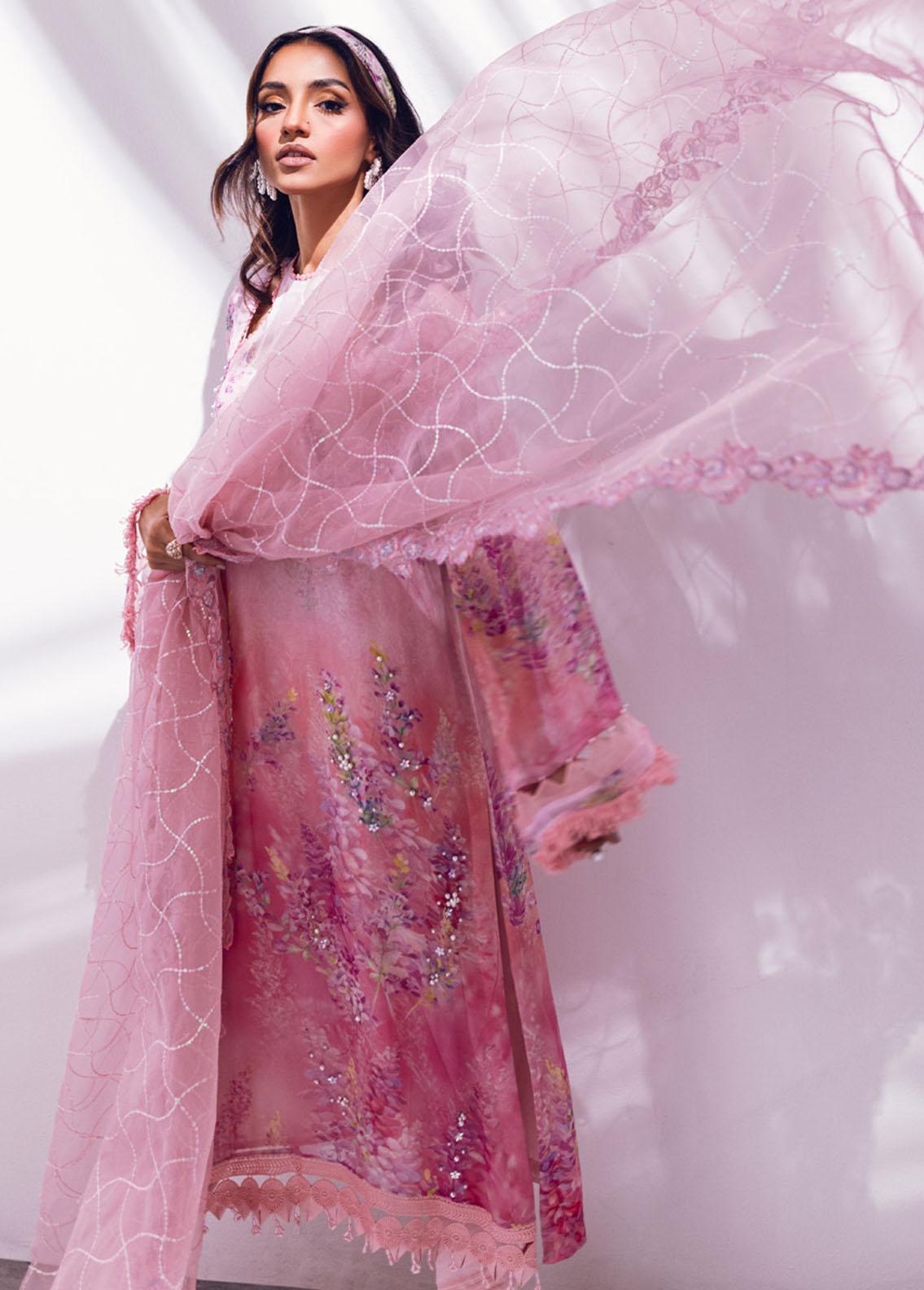 Nureh Embroidered Chiffon Suits Unstitched 4 Piece Suit NU25ELU NEL-73 - Luxury Collection