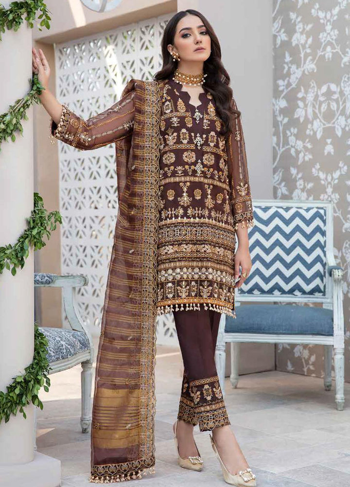 Banafsheh Embroidered Organza Suits Unstitched 3 Piece BF21LF BNL-06 - Formals Collection