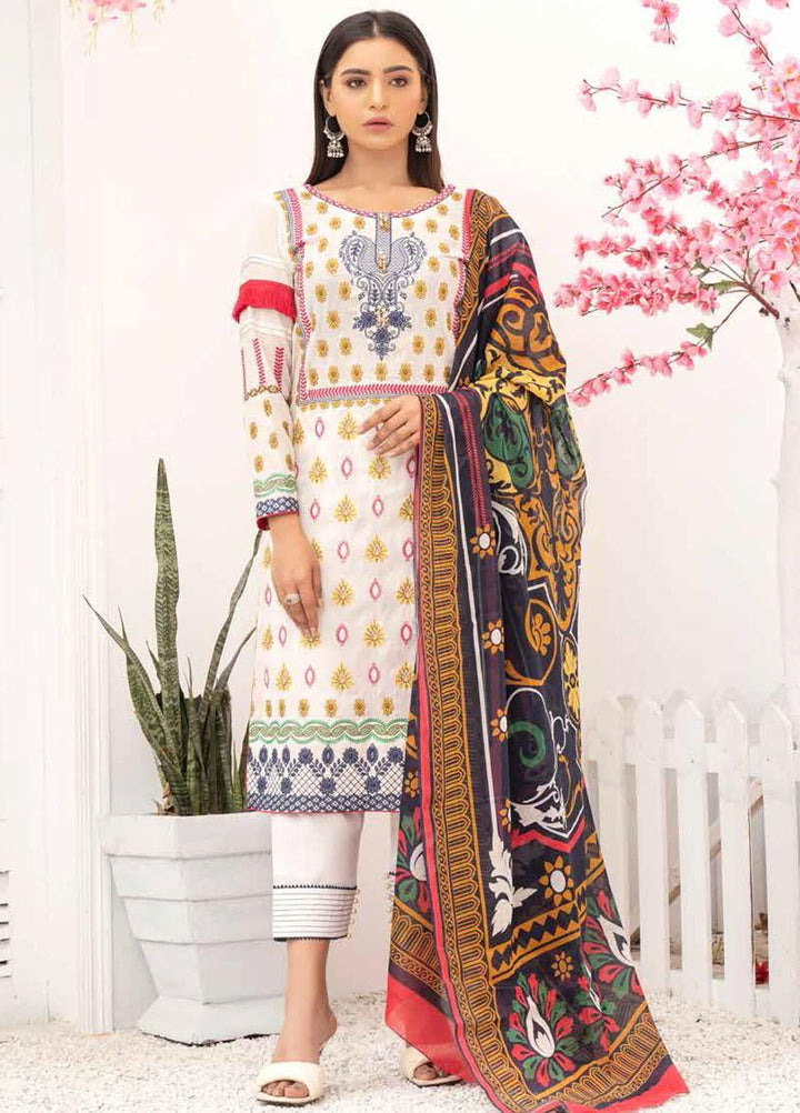 Banafsheh Embroidered Lawn Suits Unstitched 3 Piece BF21PE D-01 - Summer Collection