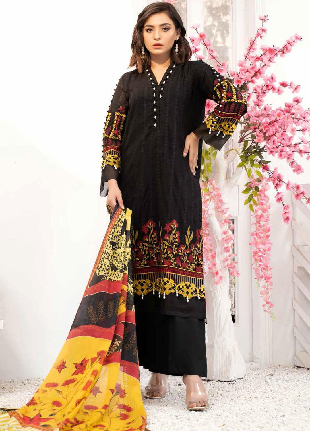 Banafsheh Embroidered Lawn Suits Unstitched 3 Piece BF21PE D-05 - Summer Collection
