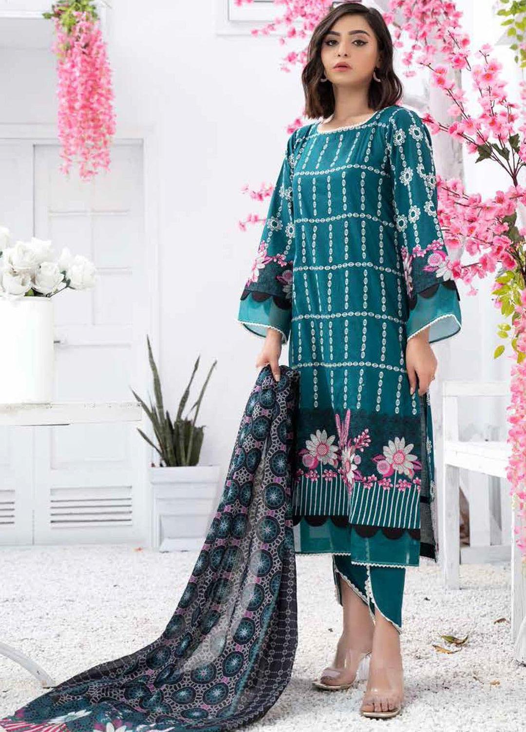 Banafsheh Embroidered Lawn Suits Unstitched 3 Piece BF21PE D-07 - Summer Collection