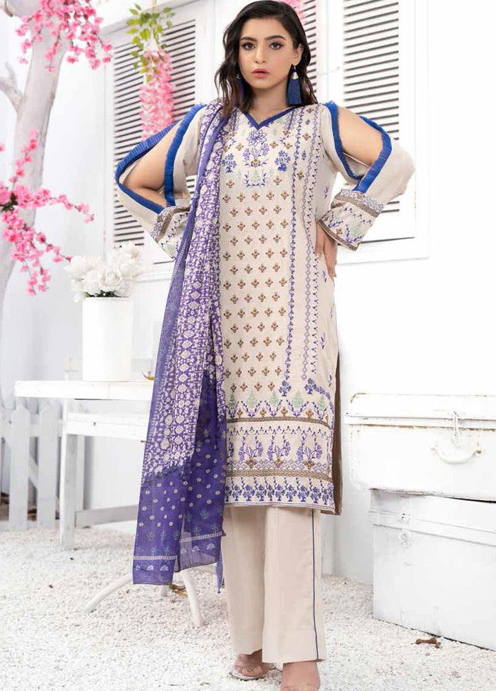 Banafsheh Embroidered Lawn Suits Unstitched 3 Piece BF21PE D-08 - Summer Collection