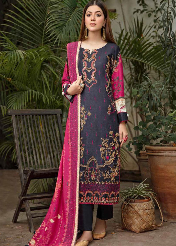 Banafsheh Embroidered Silk Karandi Suits Unstitched 3 Piece BF21PK BNK-01 - Winter Collection