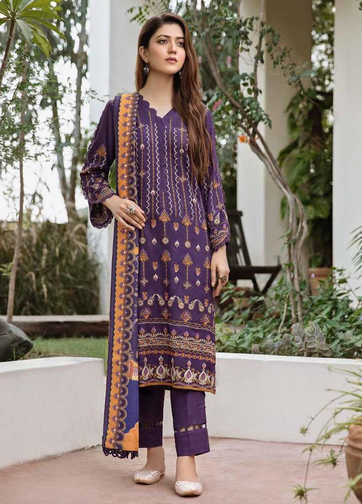 Banafsheh Embroidered Silk Karandi Suits Unstitched 3 Piece BF21PK BNK-05 - Winter Collection
