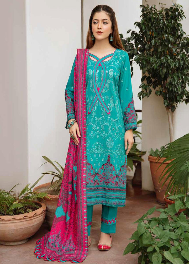 Banafsheh Embroidered Silk Karandi Suits Unstitched 3 Piece BF21PK BNK-06 - Winter Collection