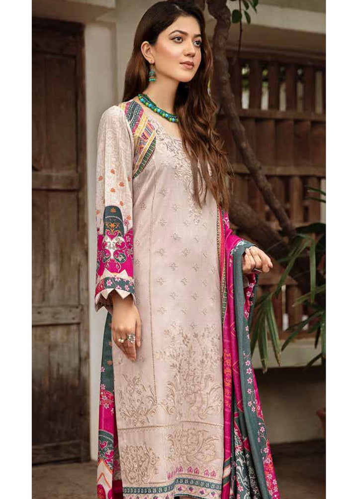 Banafsheh Embroidered Silk Karandi Suits Unstitched 3 Piece BF21PK BNK-07 - Winter Collection
