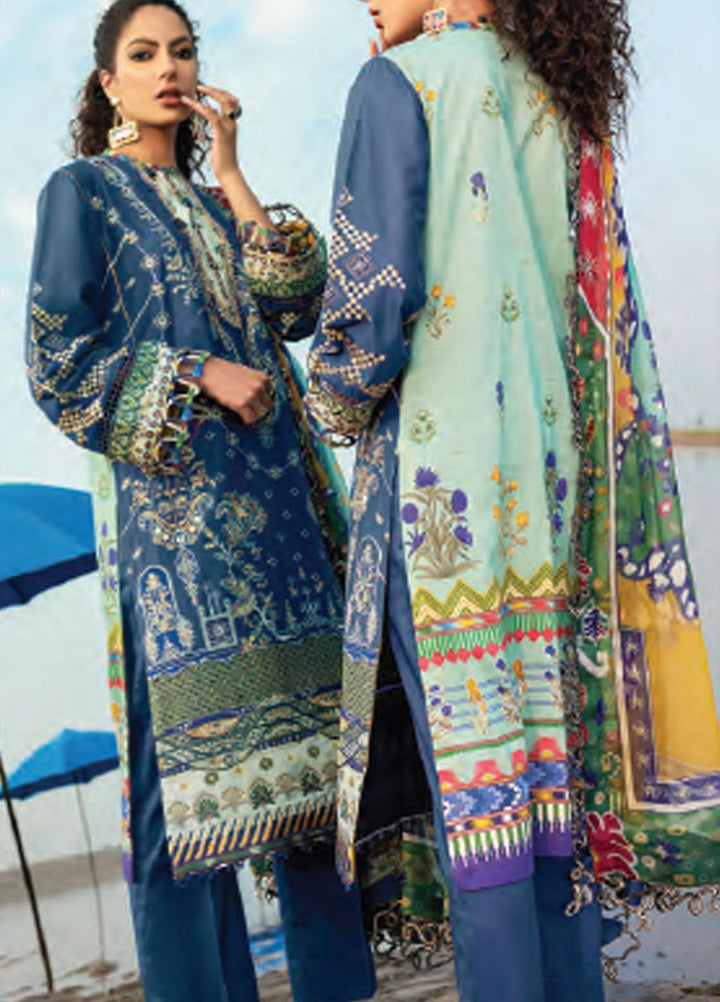 Baroque Embroidered Lawn Suits Unstitched 3 Piece BQ21SL 08 Leadwort - Summer Collection