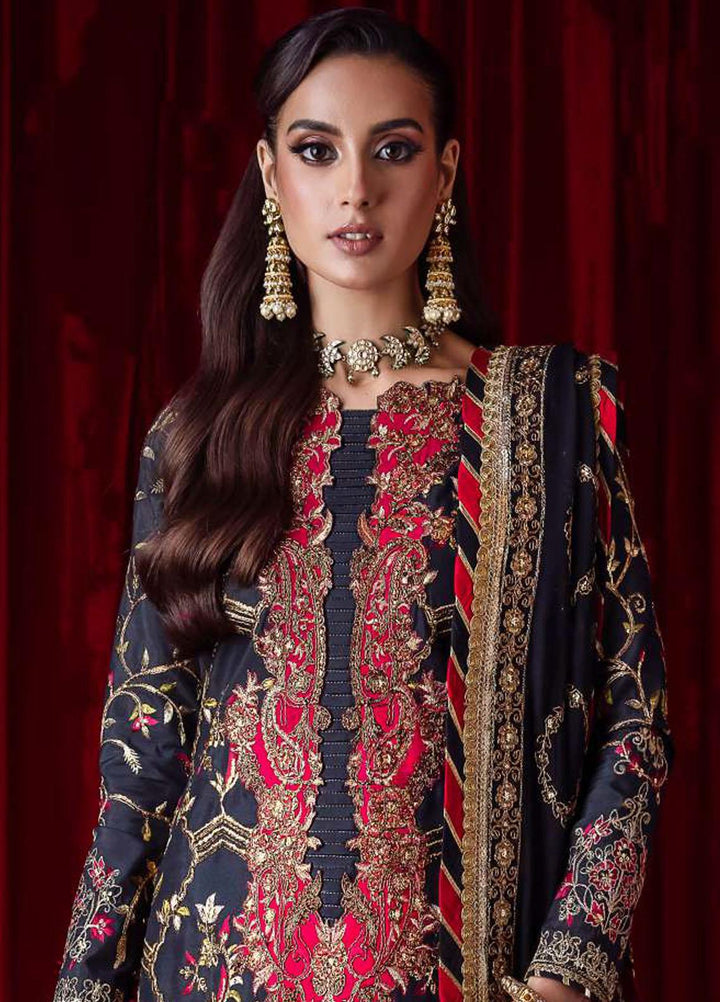 Bekhudi By Asim Jofa Embroidered Raw Silk Suits Unstitched 3 Piece AJ23B AJBK-02 - Luxury Collection
