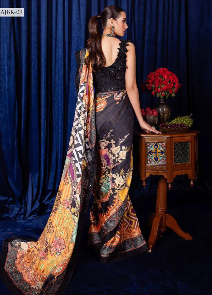 Bekhudi By Asim Jofa Embroidered Silk  Unstitched Saree AJ23B AJBK-09 - Luxury Collection