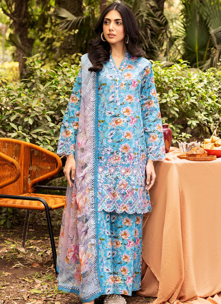 Bella By Fiona Embroidered Chikankari Suit Unstitched 3 Piece FO24B Fiordaliso - Summer Collection