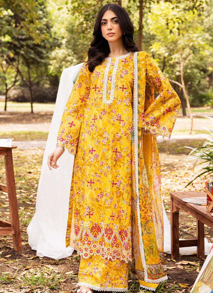 Bella By Fiona Embroidered Chikankari Suit Unstitched 3 Piece FO24B Girasole - Summer Collection