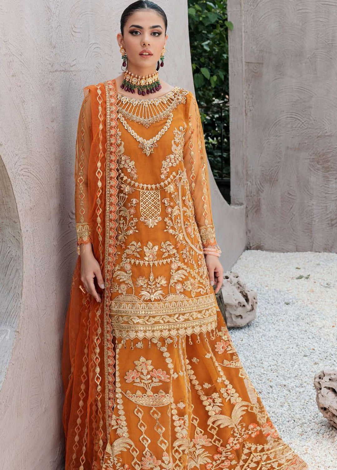 Belle Robe by Emaan Adeel Embroidered Net Suits Unstitched 3 Piece EA22BR-5 BL-509 - Luxury Collection