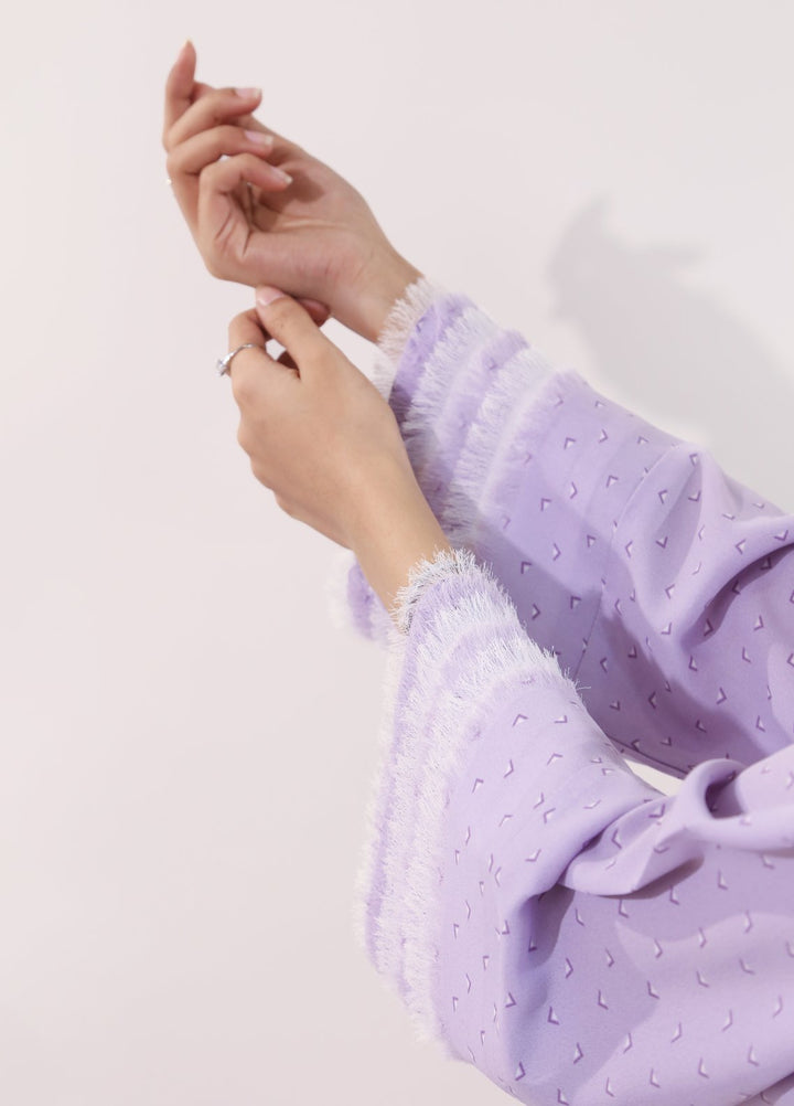 Bibayas Pret Embroidered Georgette 2 Piece Lavendar Haze Abaya